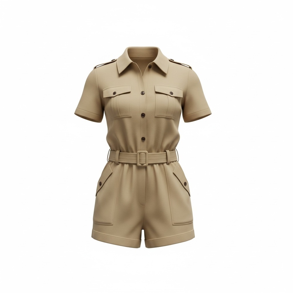 Converse Khaki Belted Denim Women's Romper, Size Small NWT